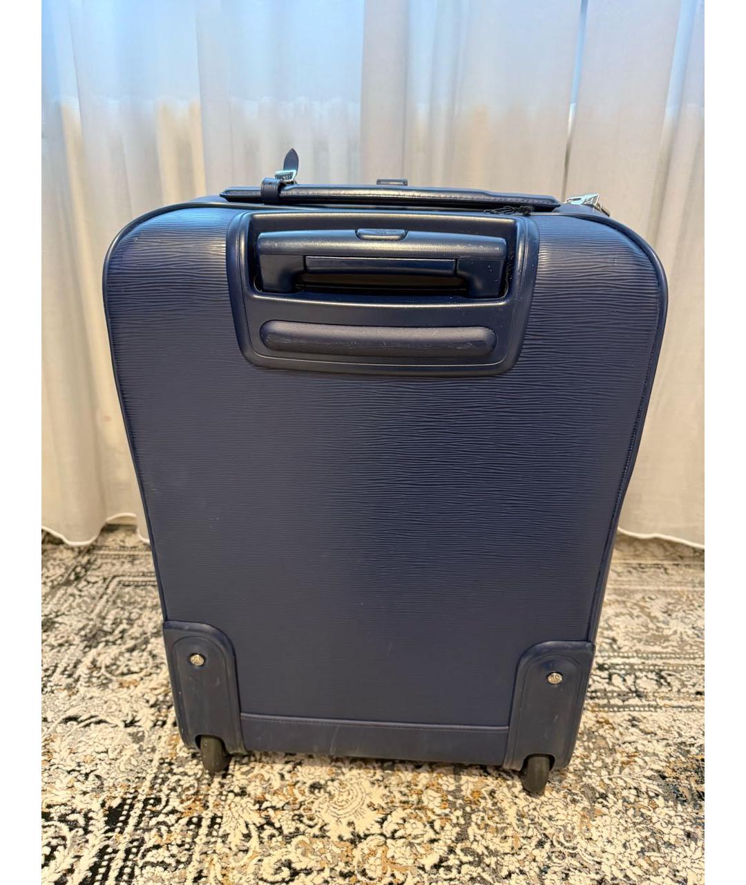 LOUIS VUITTON Синий кожаный чемодан, фото 7