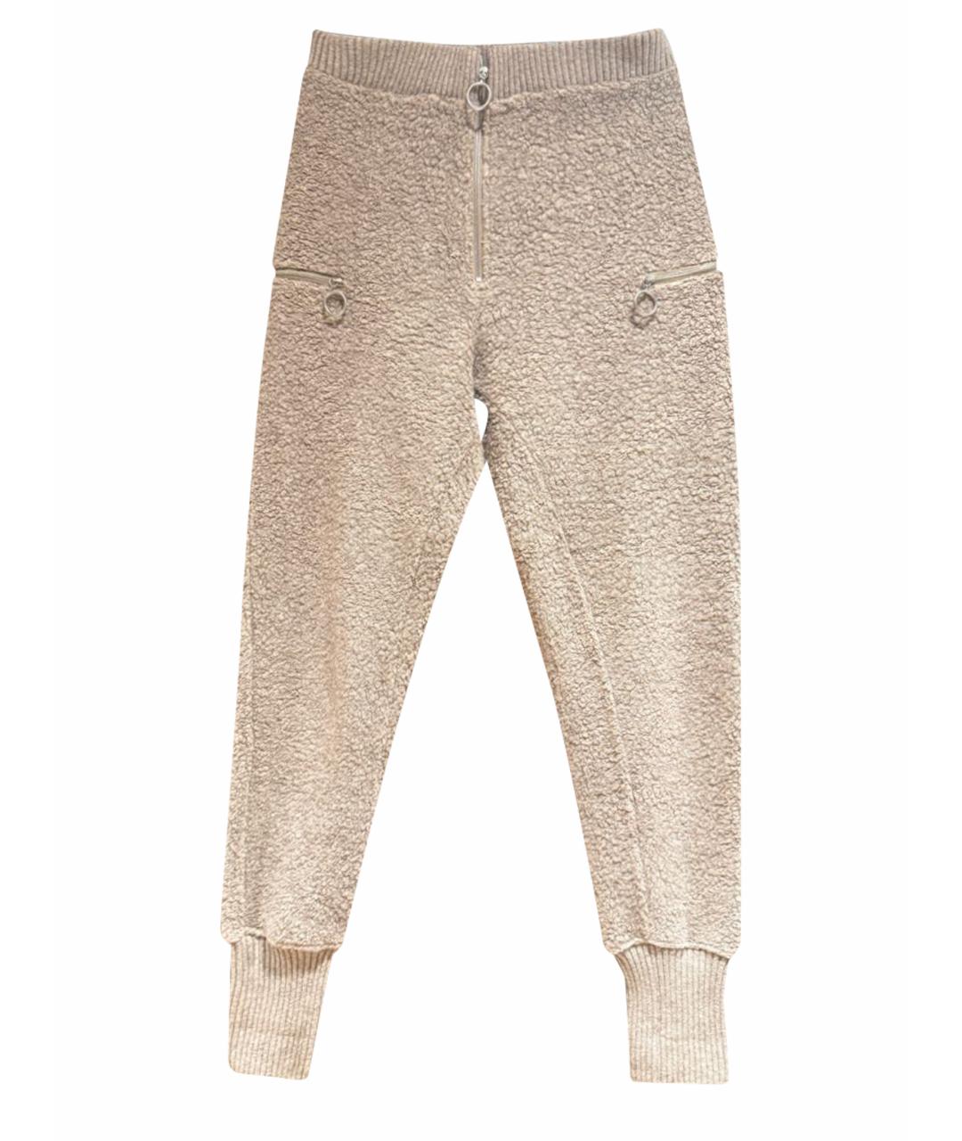 JIL SANDER Бежевые шерстяные леггинсы и велосипедки, фото 1