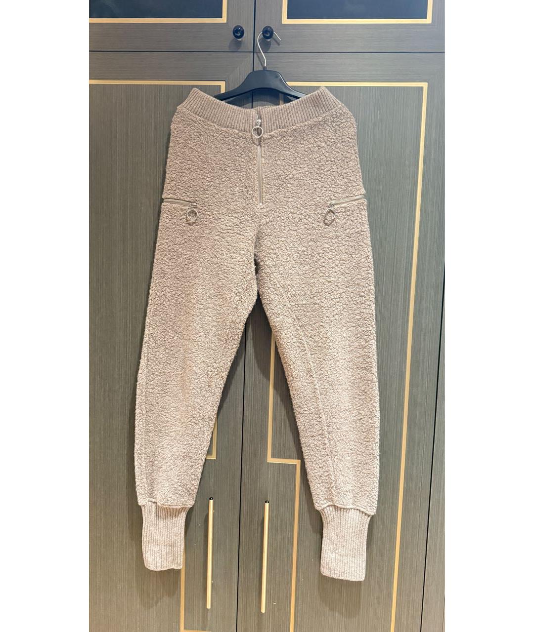 JIL SANDER Бежевые шерстяные леггинсы и велосипедки, фото 6