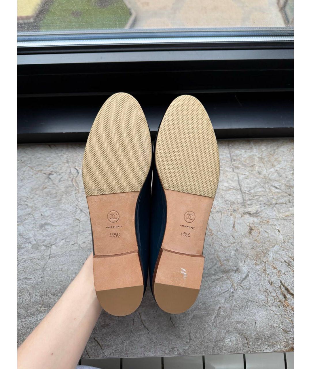 CHANEL Бирюзовые балетки из лакированной кожи, фото 5