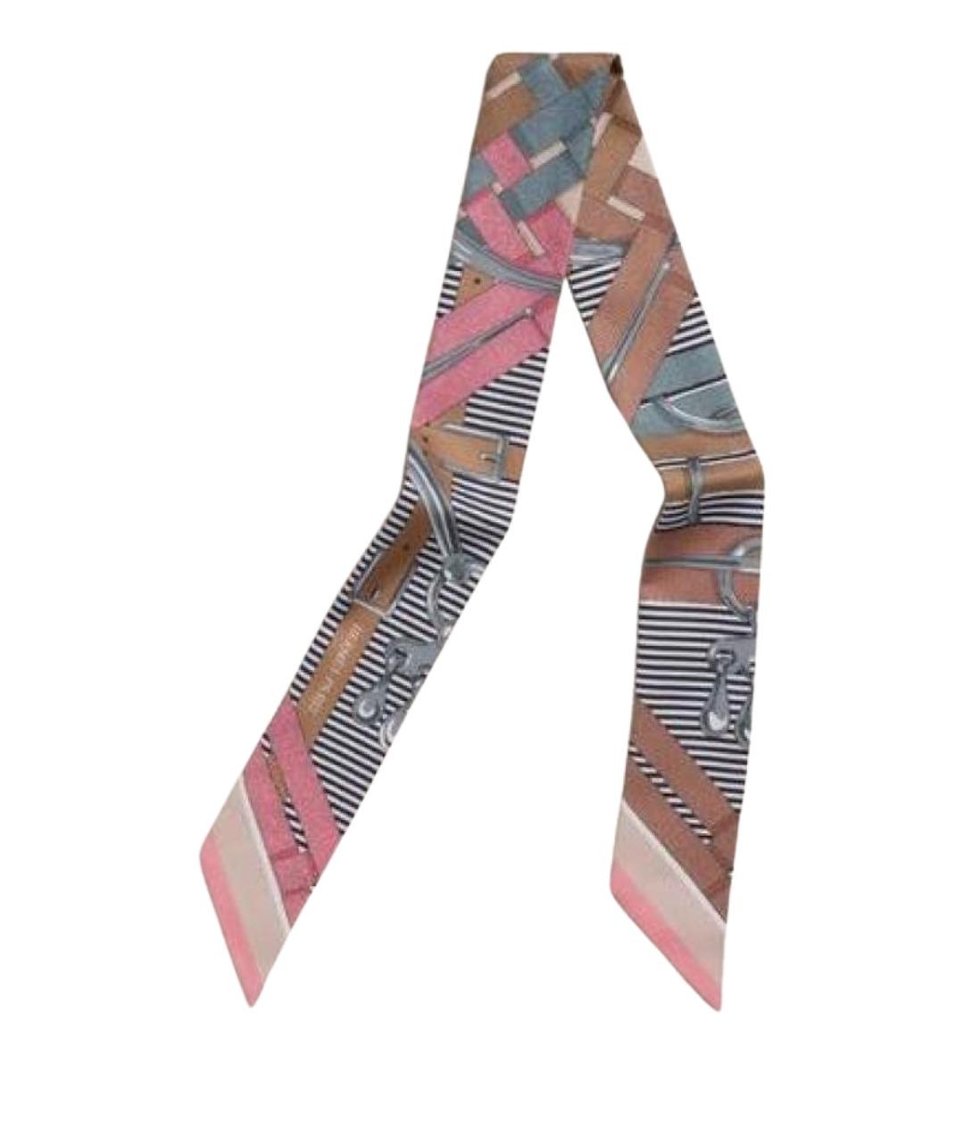 HERMES Розовый шелковый шарф, фото 1