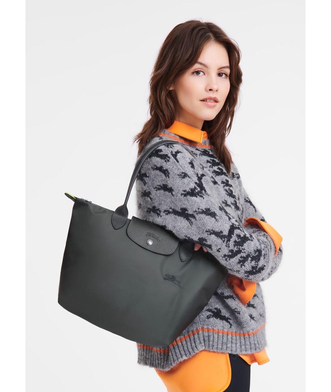 LONGCHAMP Серая тканевая сумка тоут, фото 6