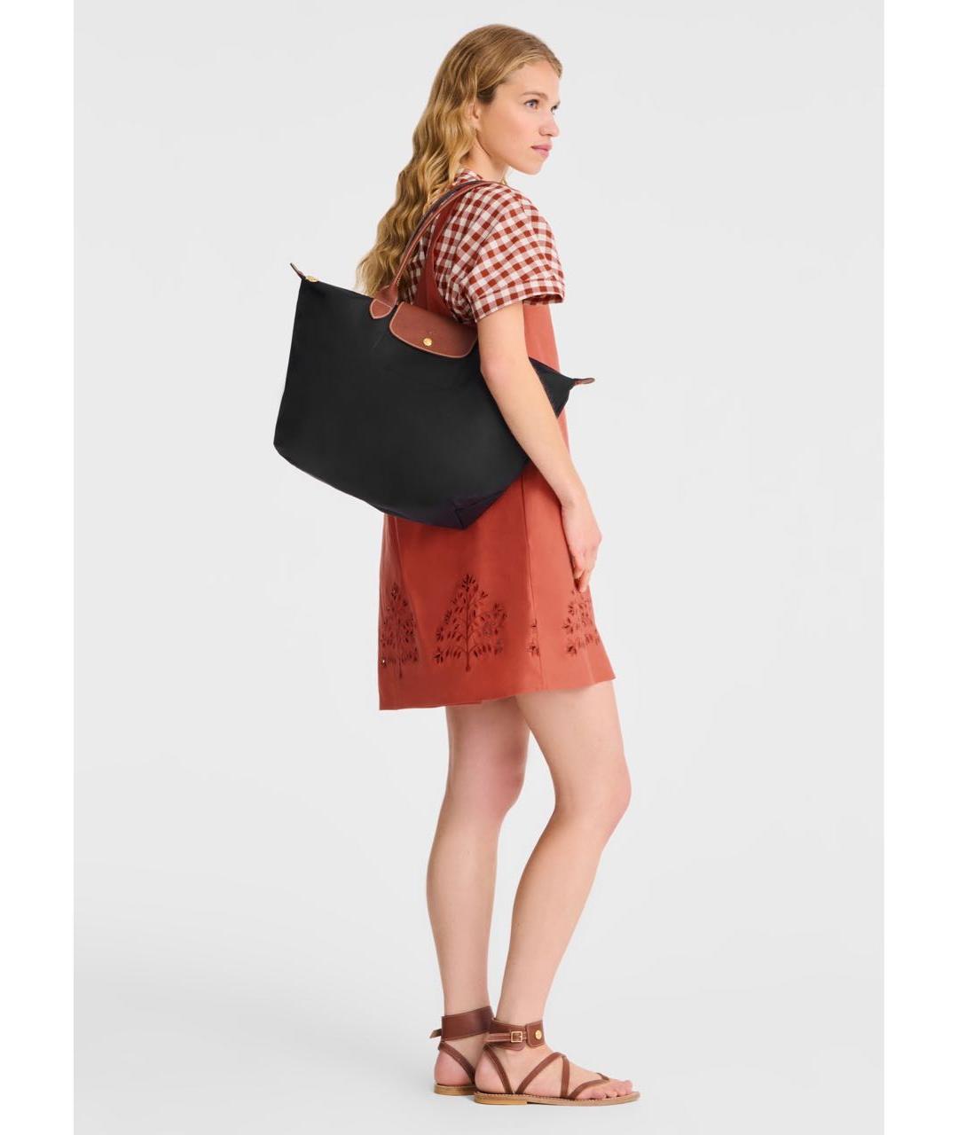 LONGCHAMP Черная тканевая сумка тоут, фото 7