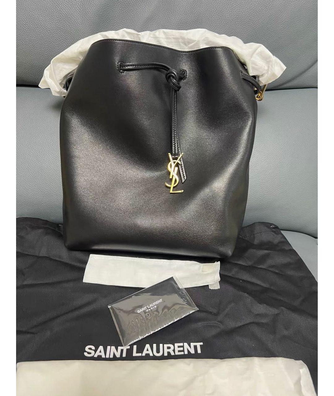 SAINT LAURENT Черная кожаная сумка через плечо, фото 2