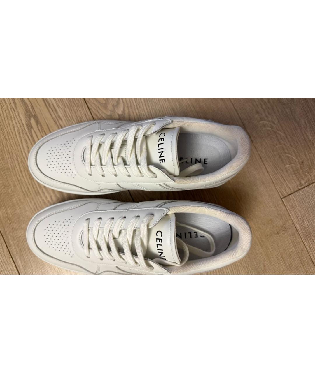 CELINE Белые кожаные кеды, фото 4