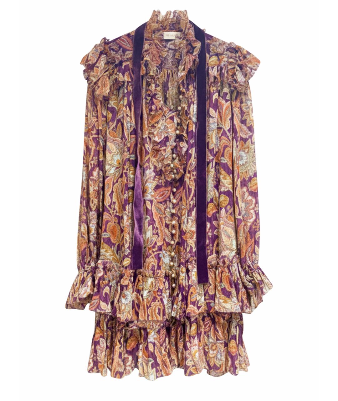 ZIMMERMANN Фиолетовое шелковое коктейльное платье, фото 1