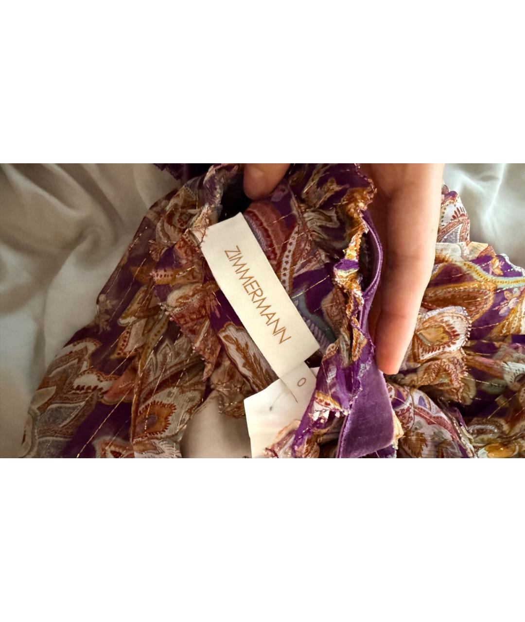 ZIMMERMANN Фиолетовое шелковое коктейльное платье, фото 3