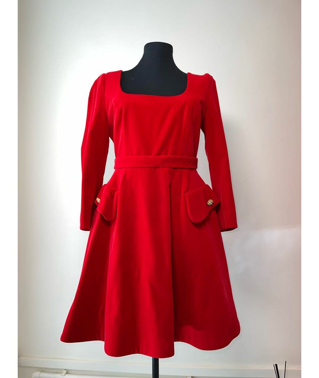 BOHEMIQUE Красное велюровое повседневное платье, фото 7