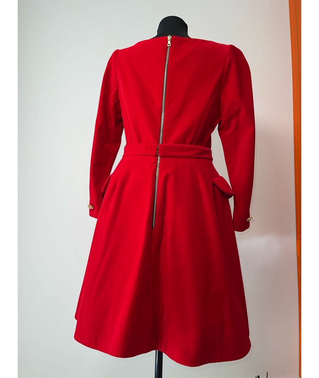 BOHEMIQUE Красное велюровое повседневное платье, фото 3