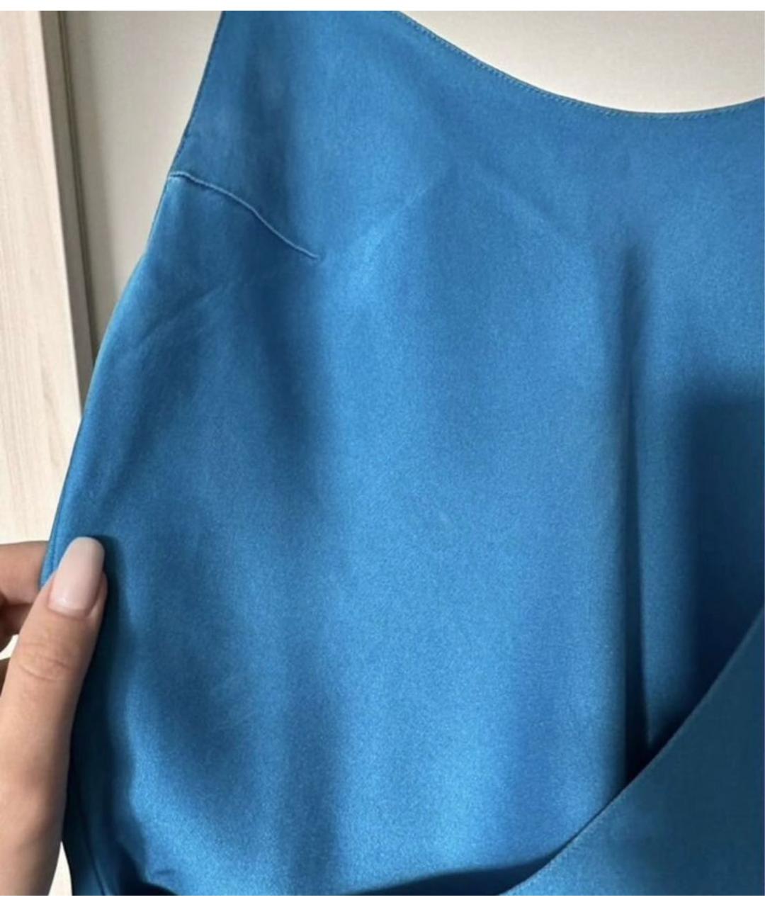 CHRISTIAN DIOR Голубая шелковая майка, фото 5