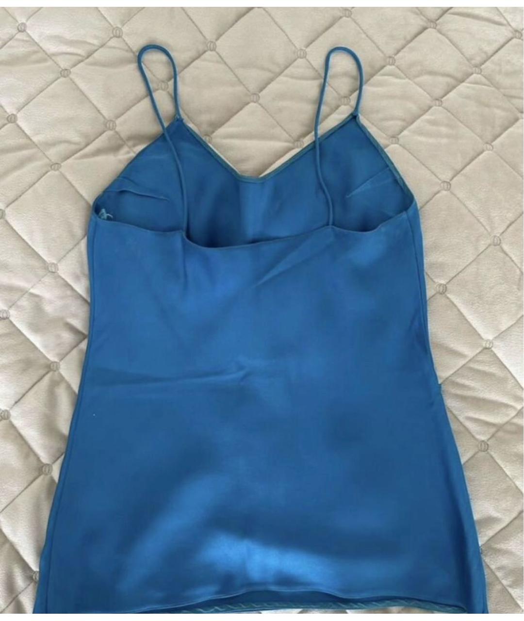 CHRISTIAN DIOR Голубая шелковая майка, фото 2