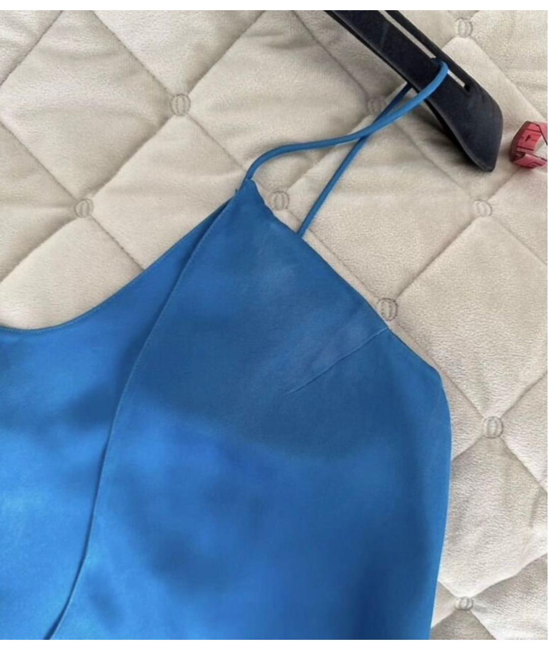 CHRISTIAN DIOR Голубая шелковая майка, фото 3