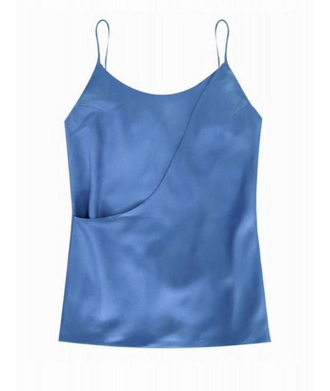 CHRISTIAN DIOR Голубая шелковая майка, фото 8