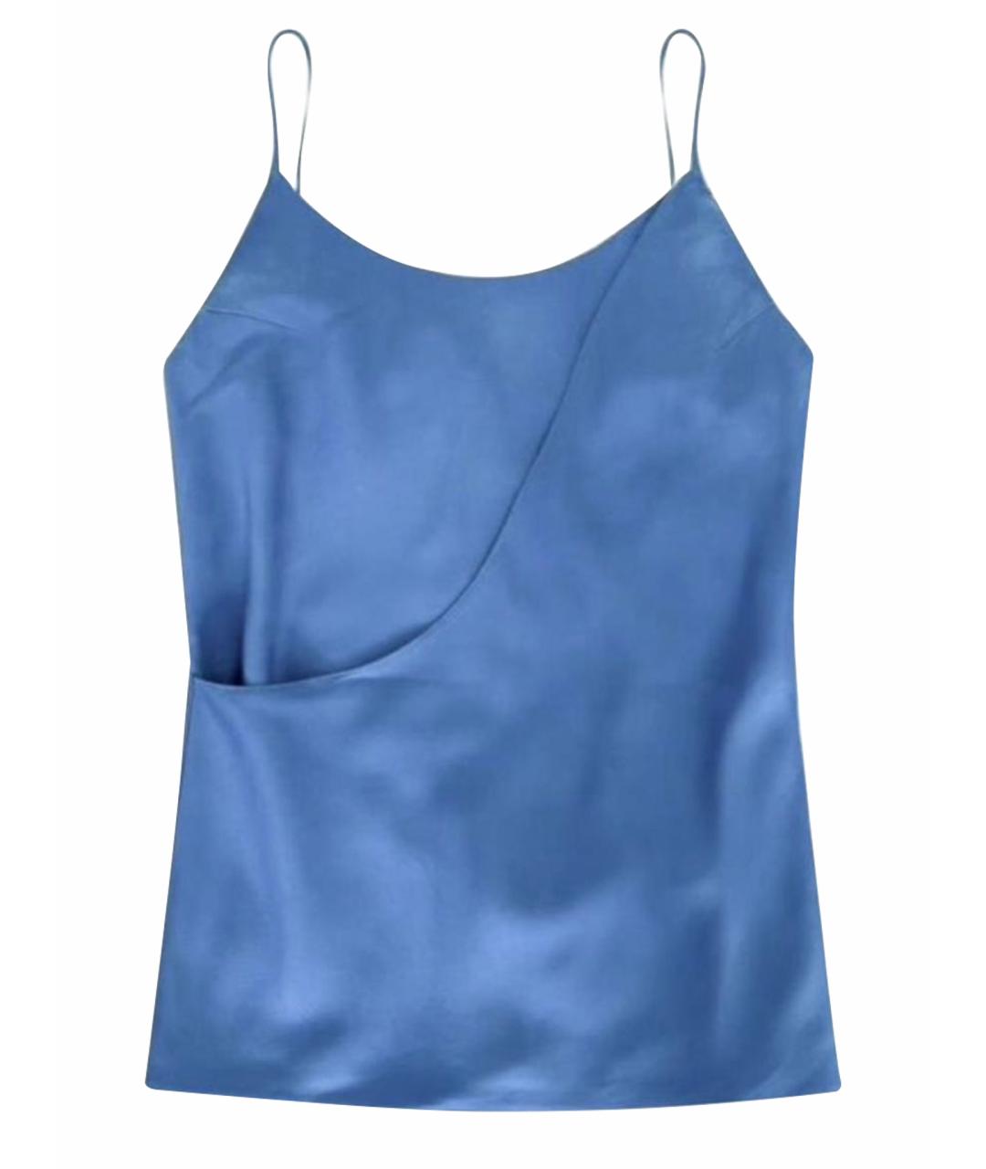 CHRISTIAN DIOR Голубая шелковая майка, фото 1