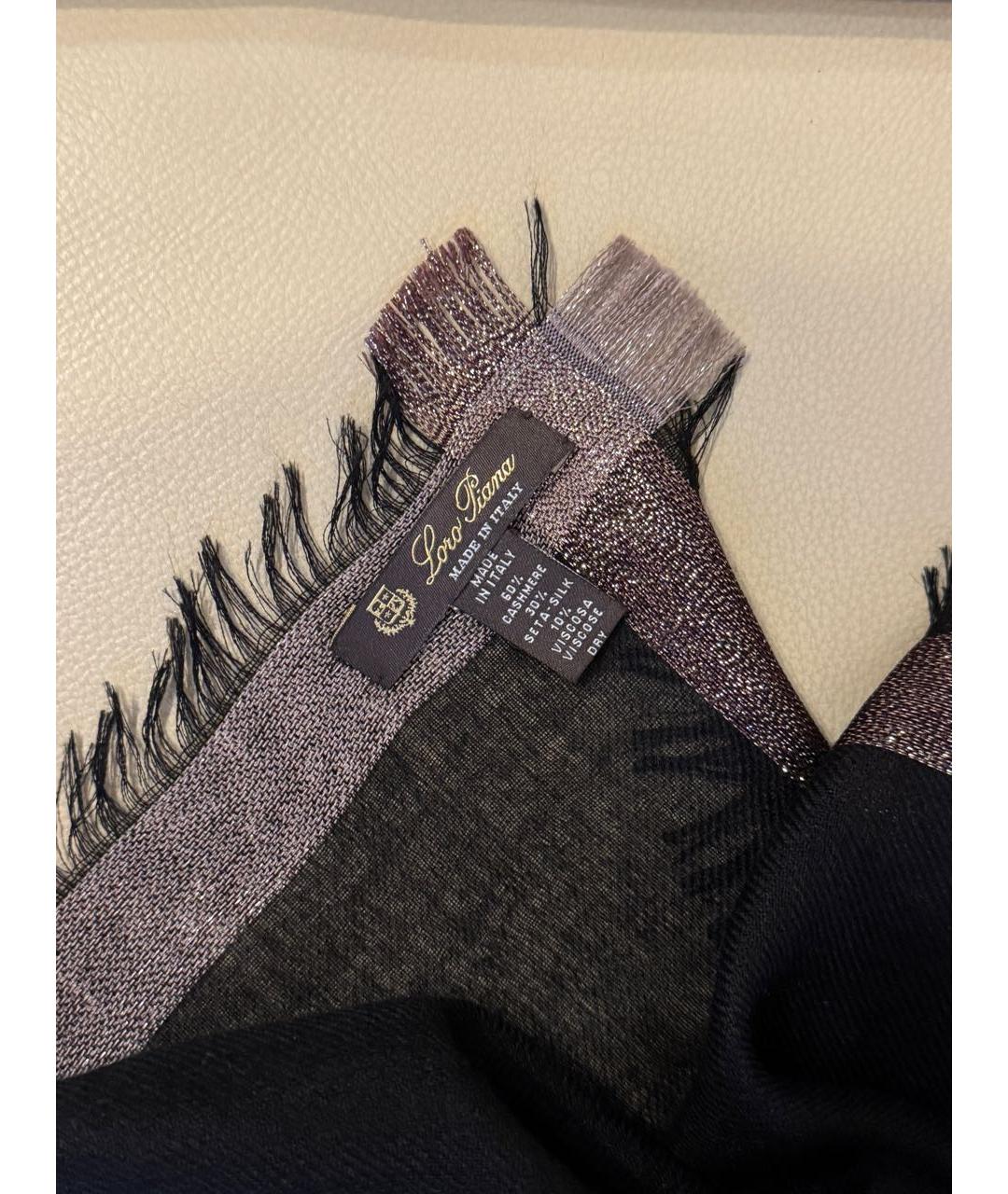 LORO PIANA Черный кашемировый платок, фото 2