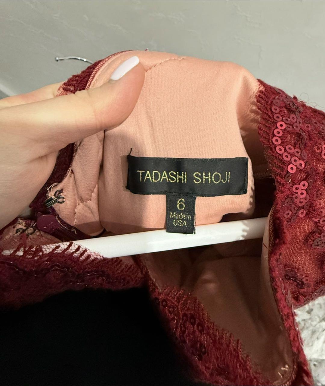 TADASHI SHOJI Бордовое кружевное вечернее платье, фото 3