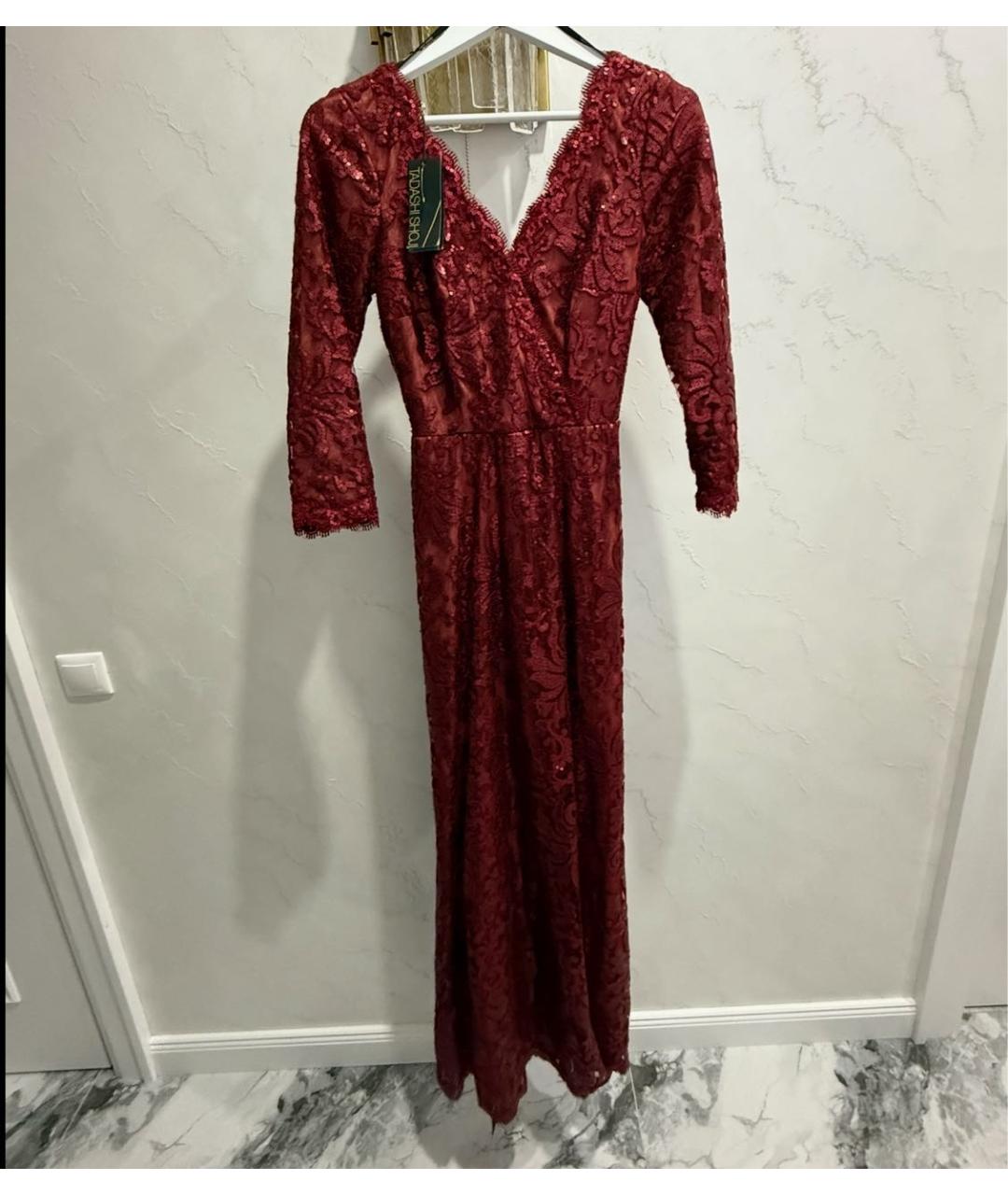 TADASHI SHOJI Бордовое кружевное вечернее платье, фото 4