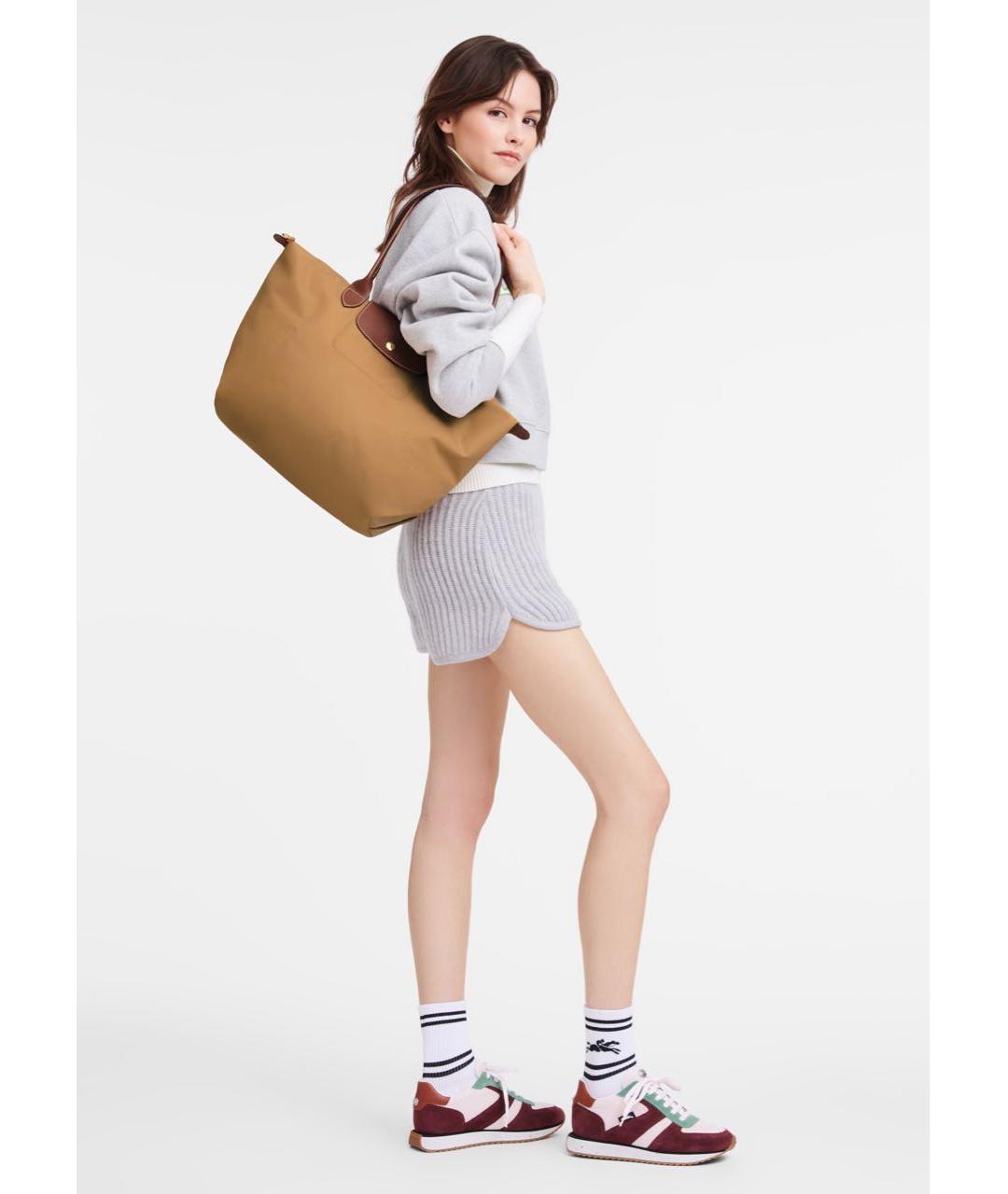 LONGCHAMP Коричневая тканевая сумка тоут, фото 8