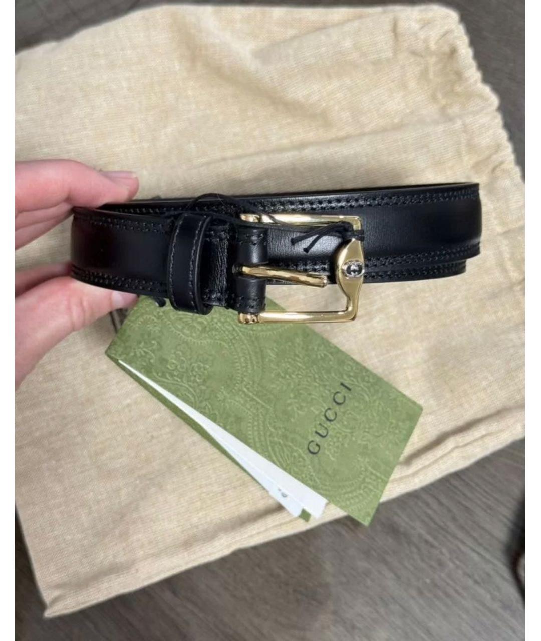 GUCCI Черный кожаный ремень, фото 2