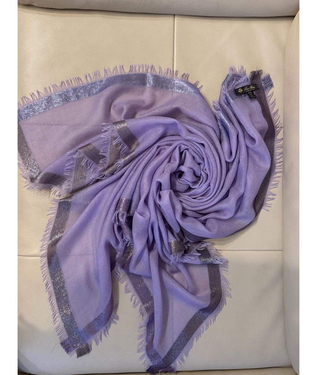 LORO PIANA Фиолетовый кашемировый платок, фото 5