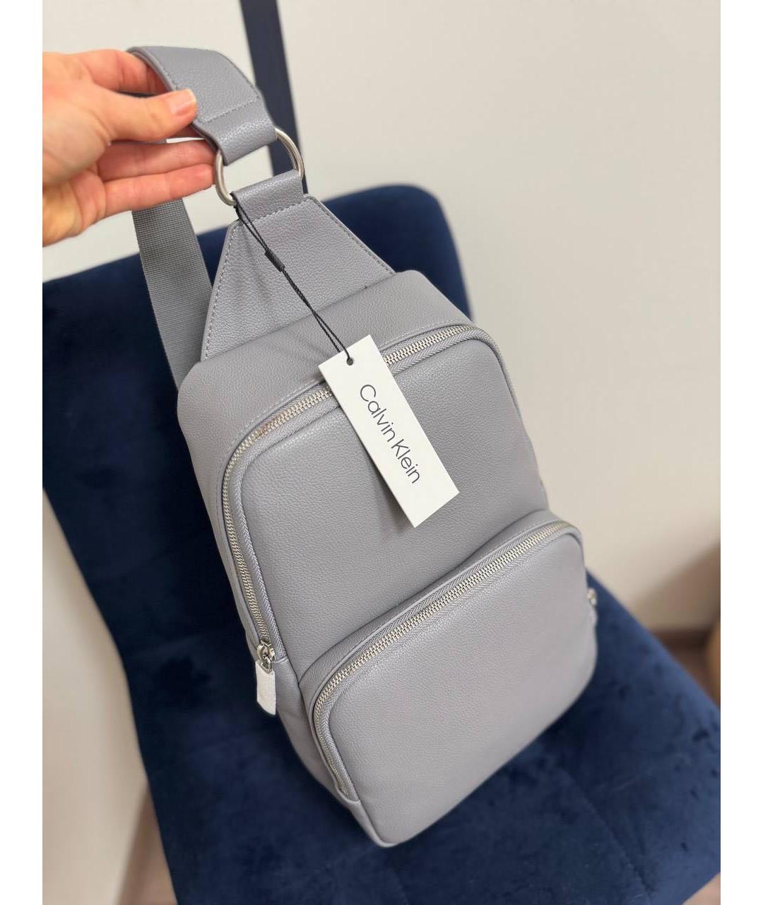 CALVIN KLEIN Серый рюкзак из искусственной кожи, фото 3