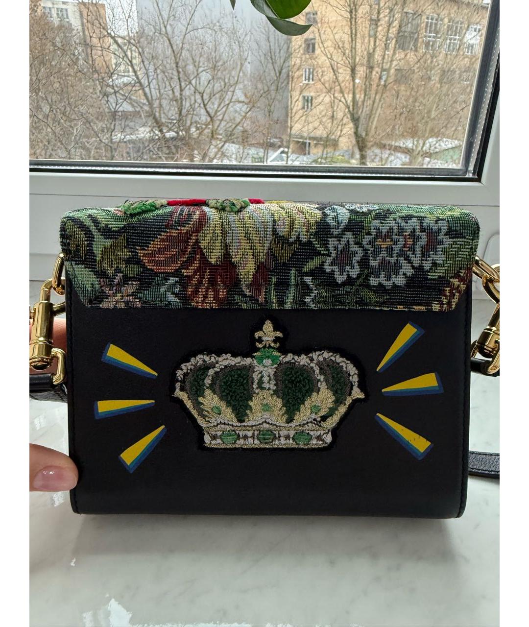 DOLCE&GABBANA Черная кожаная сумка через плечо, фото 3