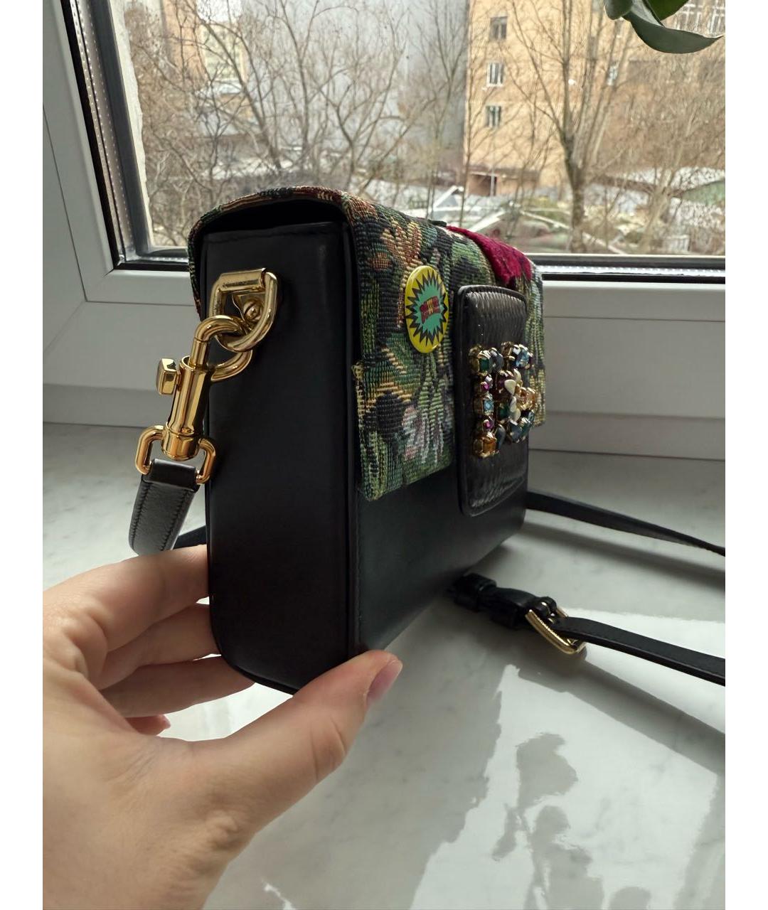 DOLCE&GABBANA Черная кожаная сумка через плечо, фото 2