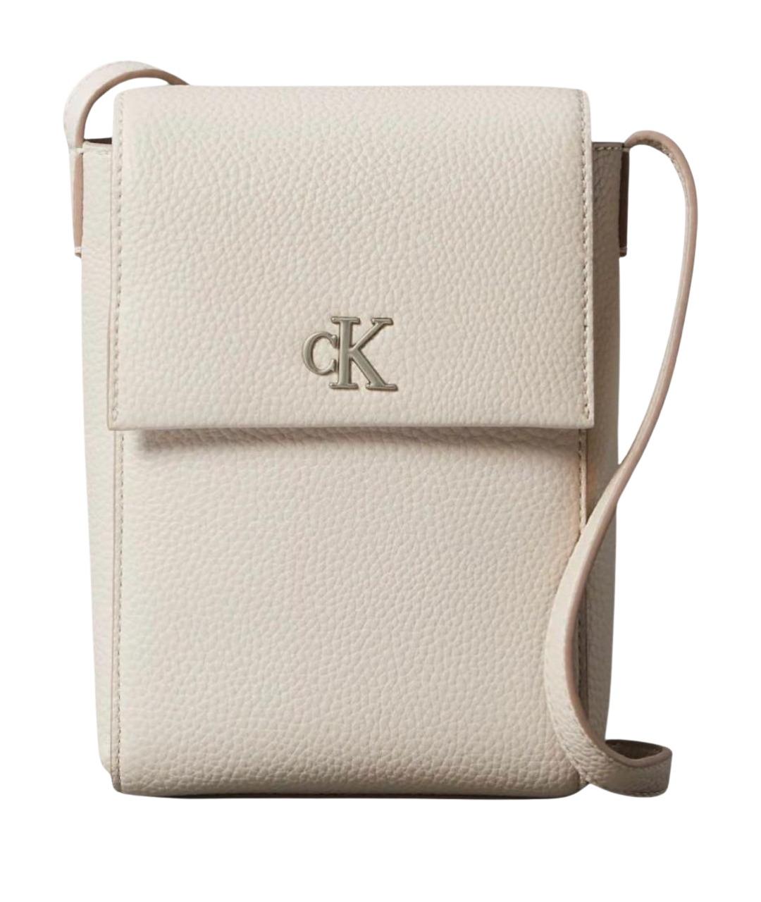 CALVIN KLEIN Бежевая кожаная сумка через плечо, фото 1