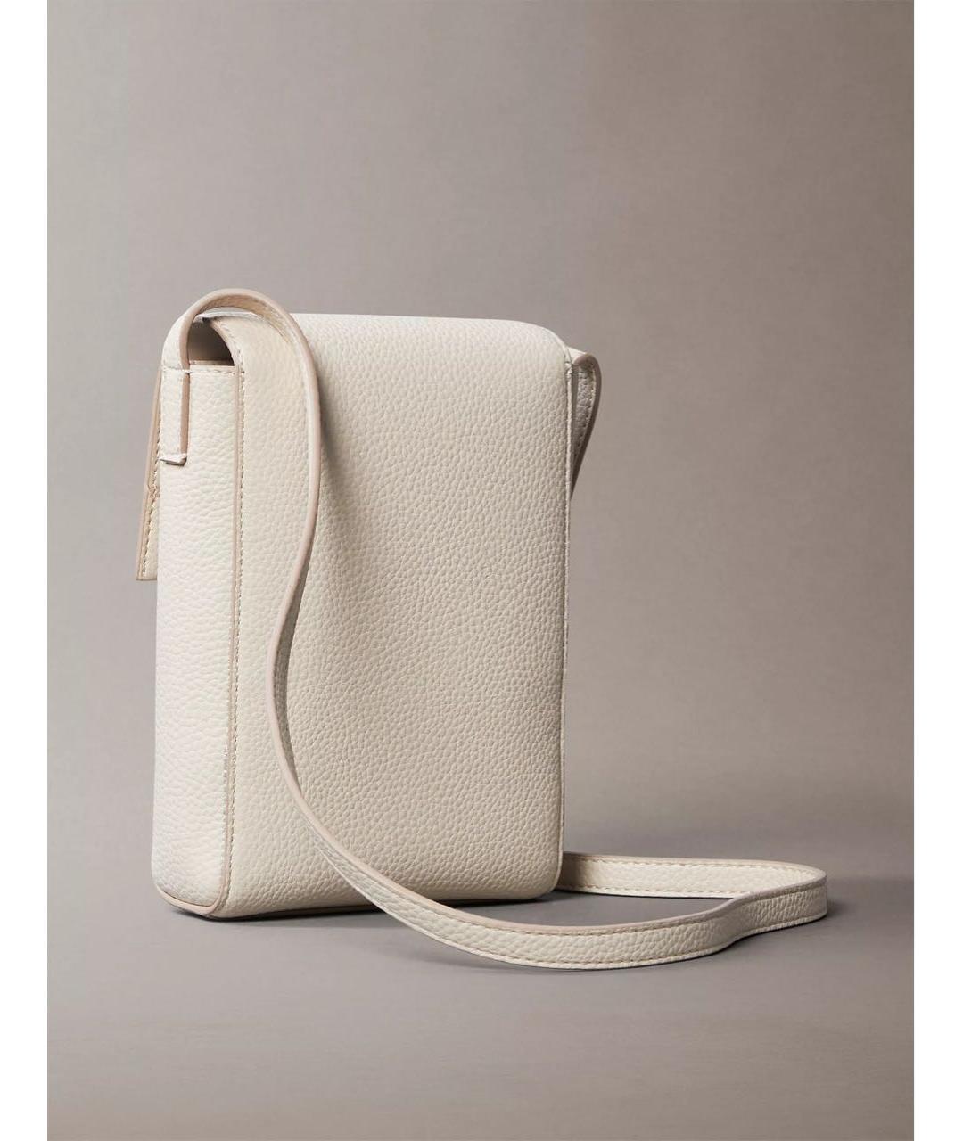 CALVIN KLEIN Бежевая кожаная сумка через плечо, фото 4