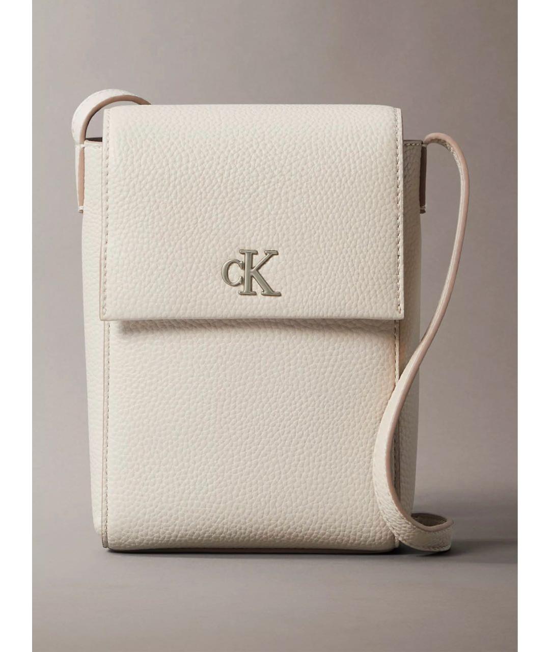 CALVIN KLEIN Бежевая кожаная сумка через плечо, фото 6