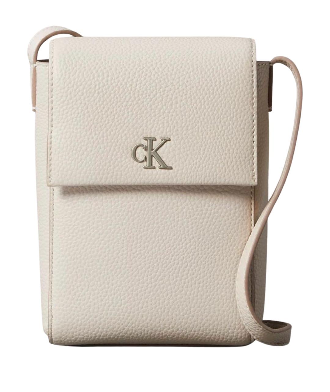 CALVIN KLEIN Бежевая кожаная сумка через плечо, фото 7