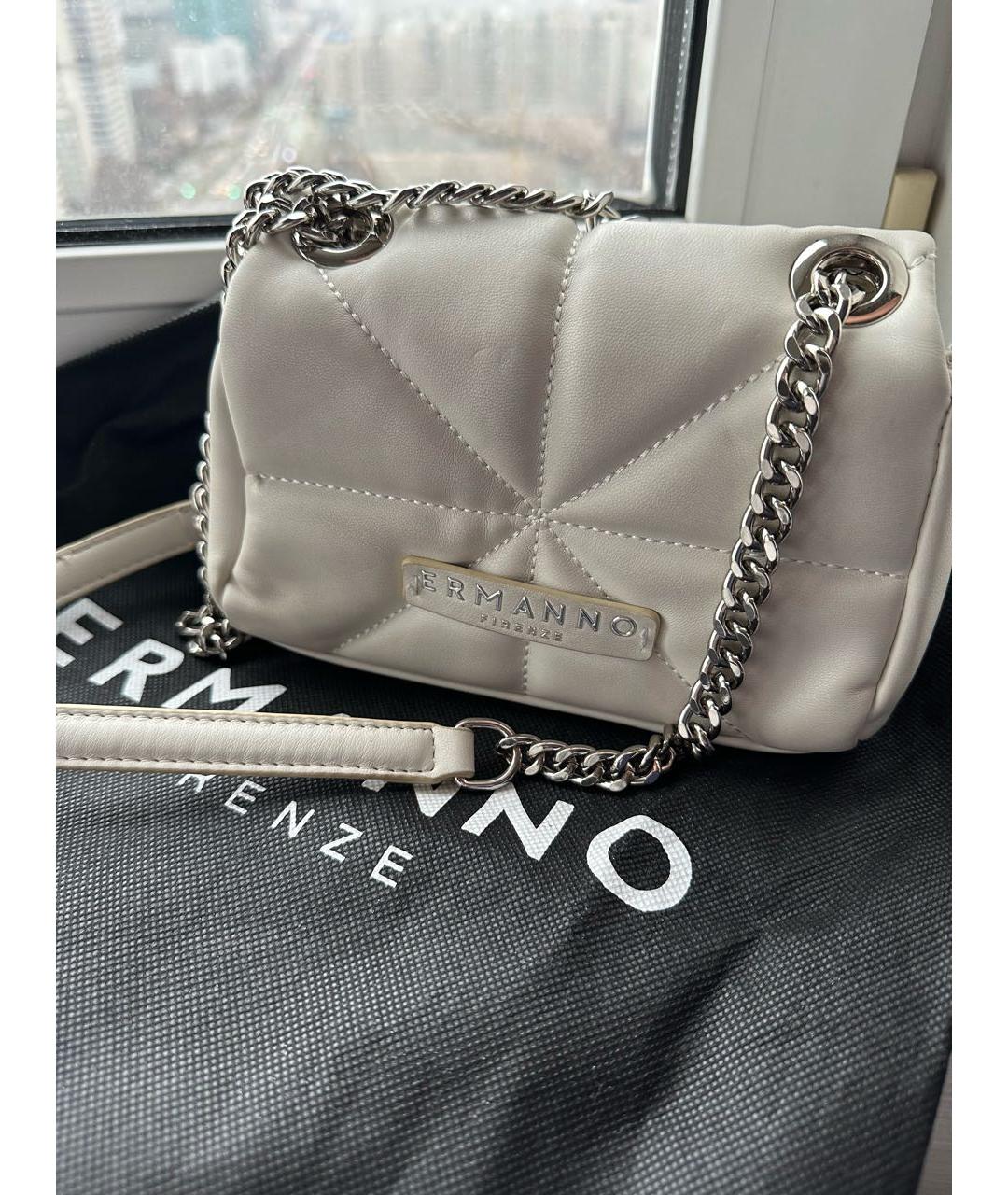 ERMANNO FIRENZE Белая кожаная сумка через плечо, фото 3
