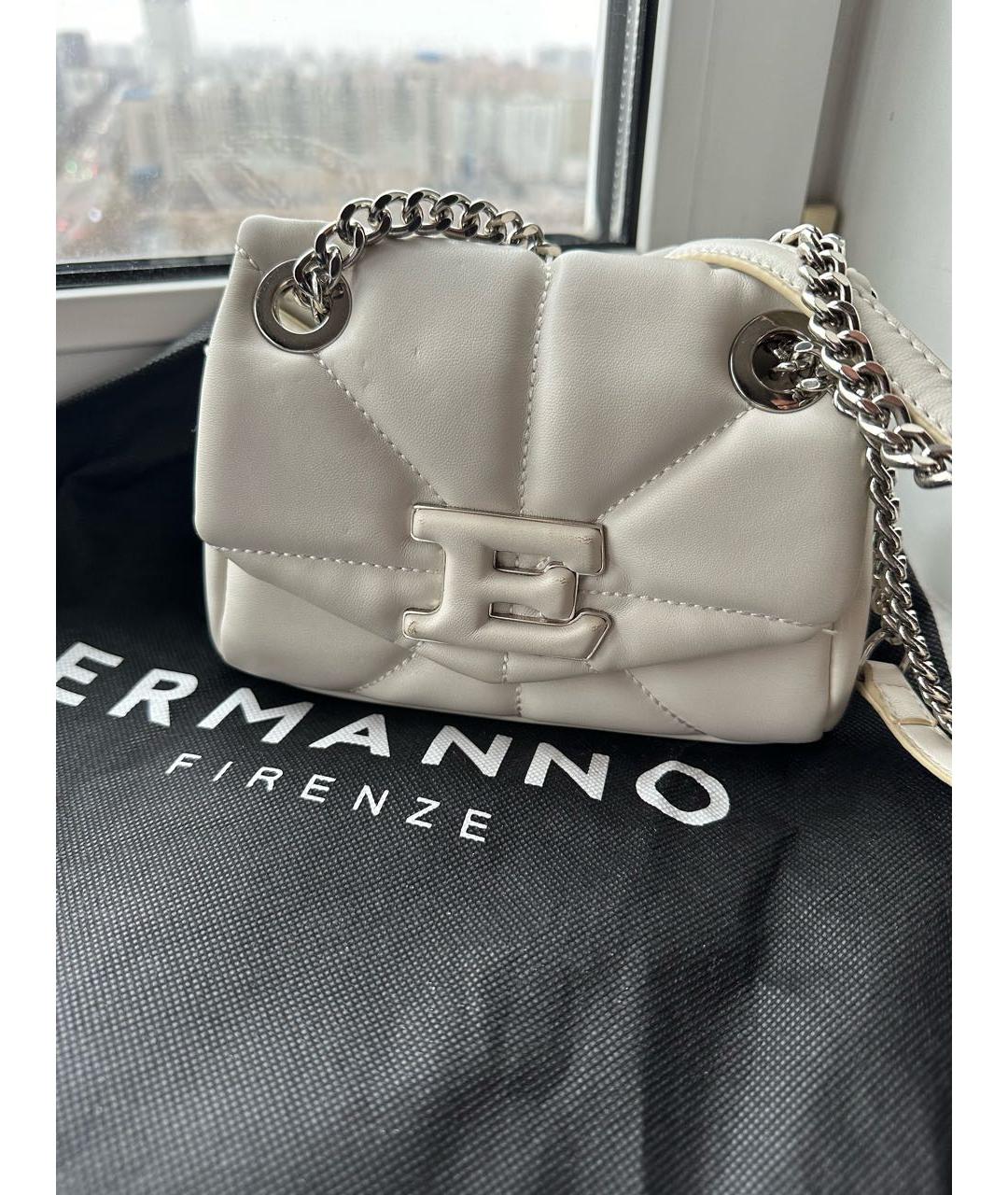 ERMANNO FIRENZE Белая кожаная сумка через плечо, фото 5