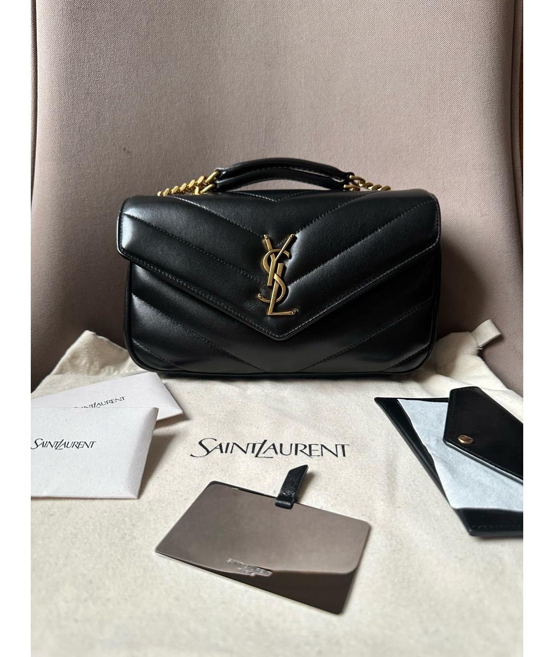 SAINT LAURENT Черная кожаная сумка через плечо, фото 4