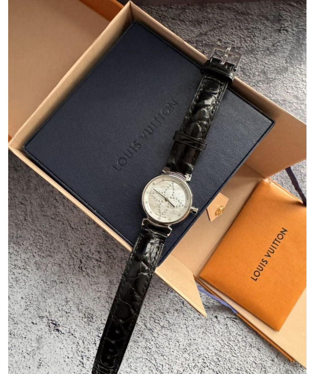 LOUIS VUITTON Черные металлические часы, фото 3