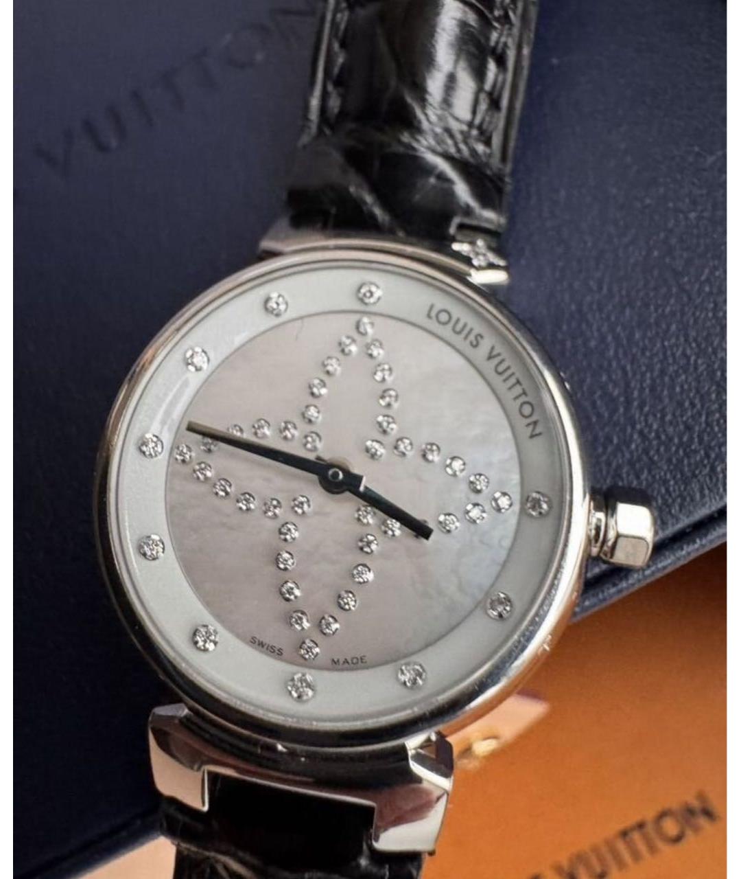 LOUIS VUITTON Черные металлические часы, фото 4