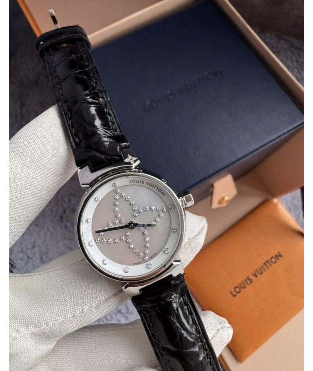 LOUIS VUITTON Черные металлические часы, фото 8