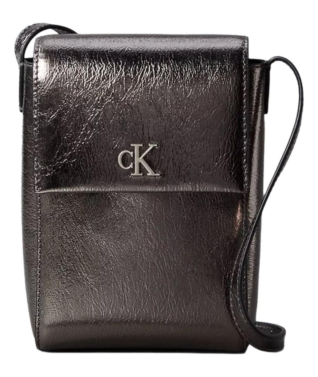 CALVIN KLEIN Коричневая кожаная сумка через плечо, фото 1