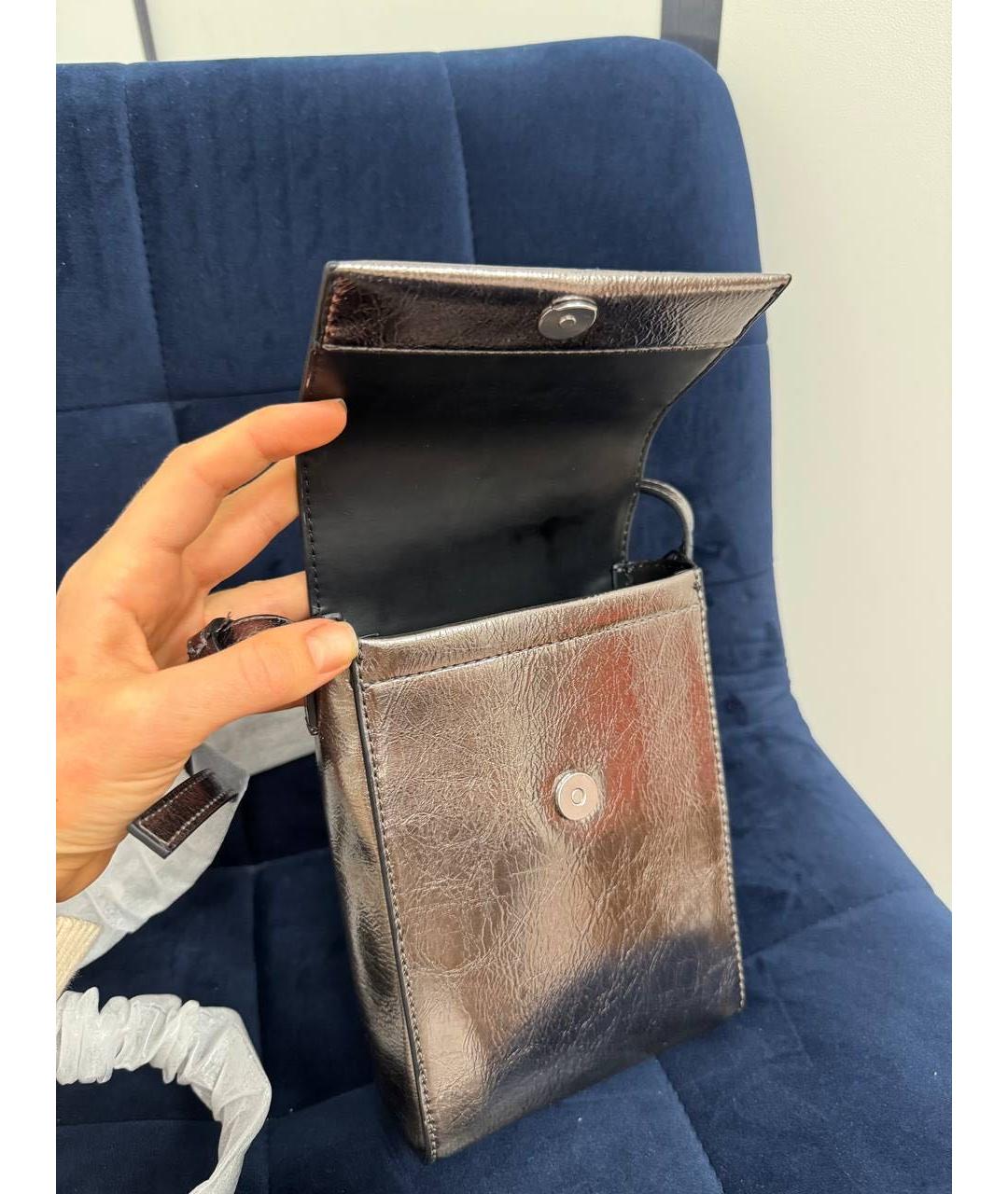 CALVIN KLEIN Коричневая кожаная сумка через плечо, фото 3