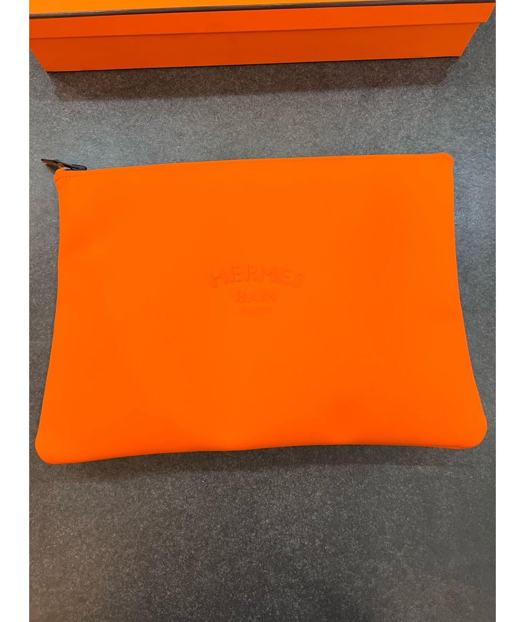 HERMES Оранжевая косметичка, фото 9
