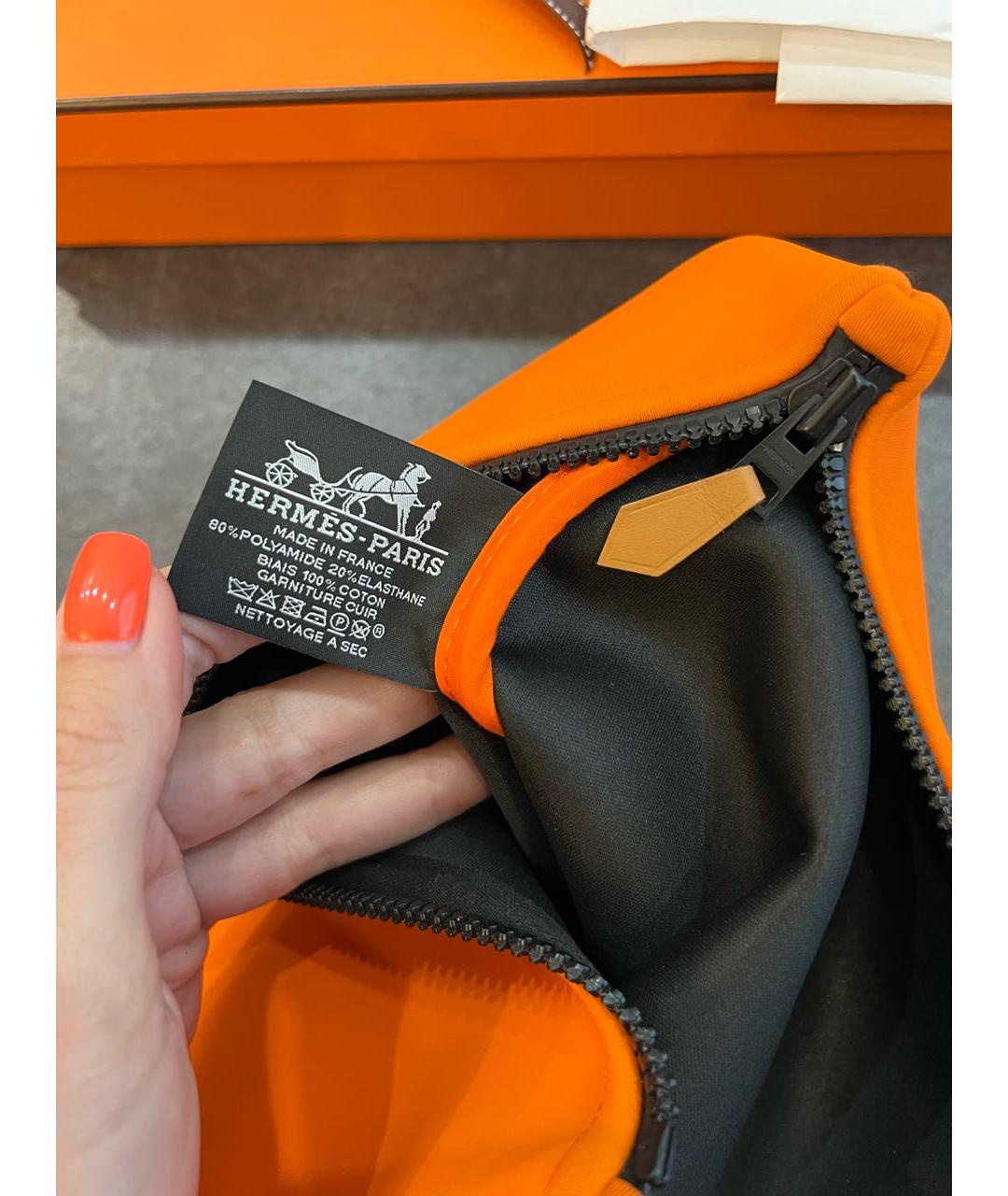 HERMES Оранжевая косметичка, фото 7