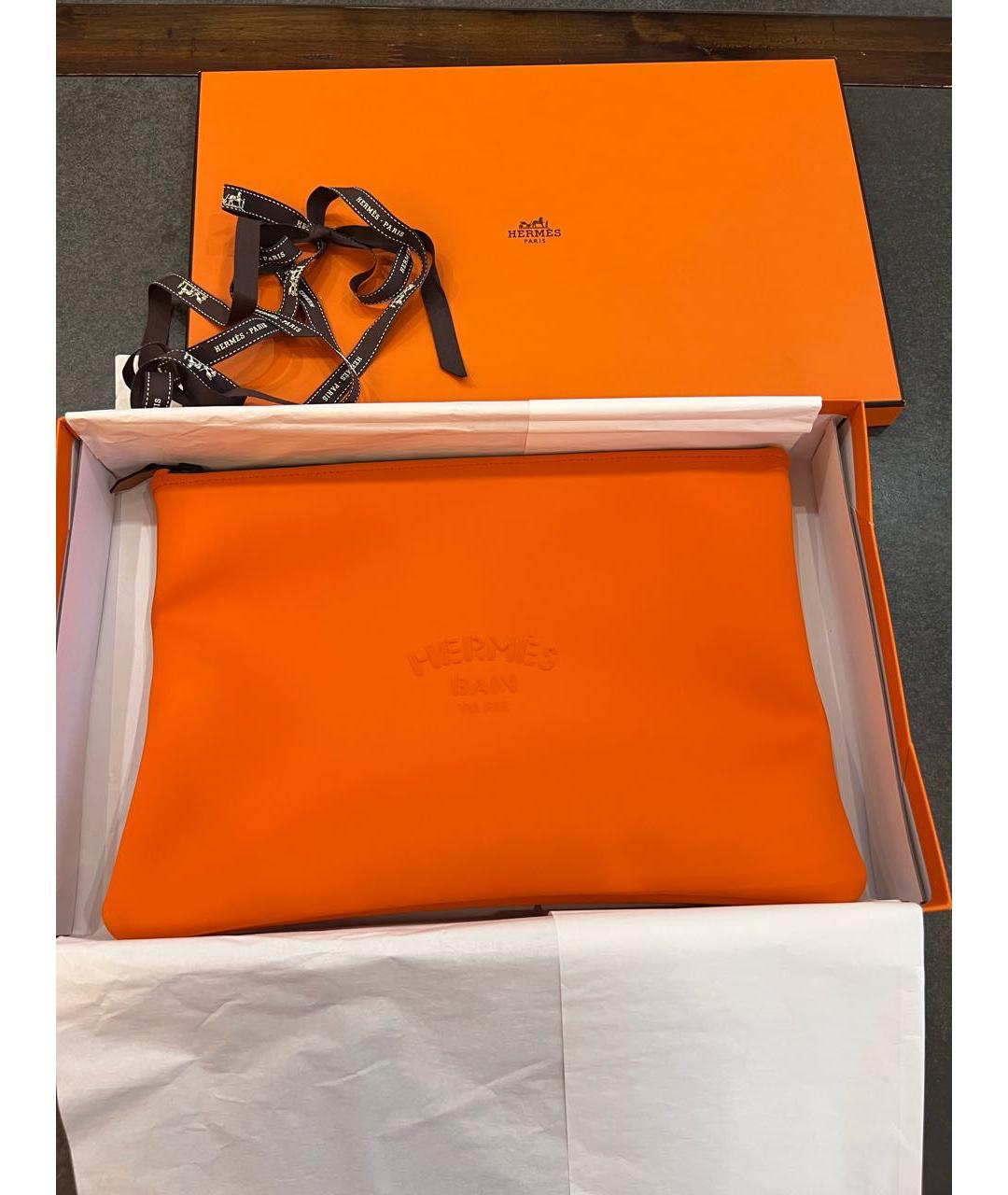 HERMES Оранжевая косметичка, фото 8