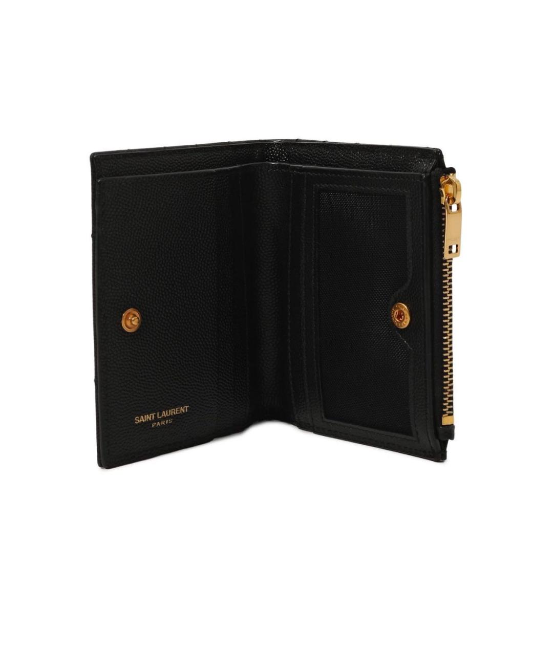 SAINT LAURENT Черный кожаный кошелек, фото 4