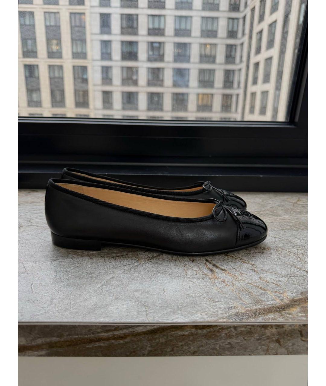 CHANEL Черные кожаные балетки, фото 6