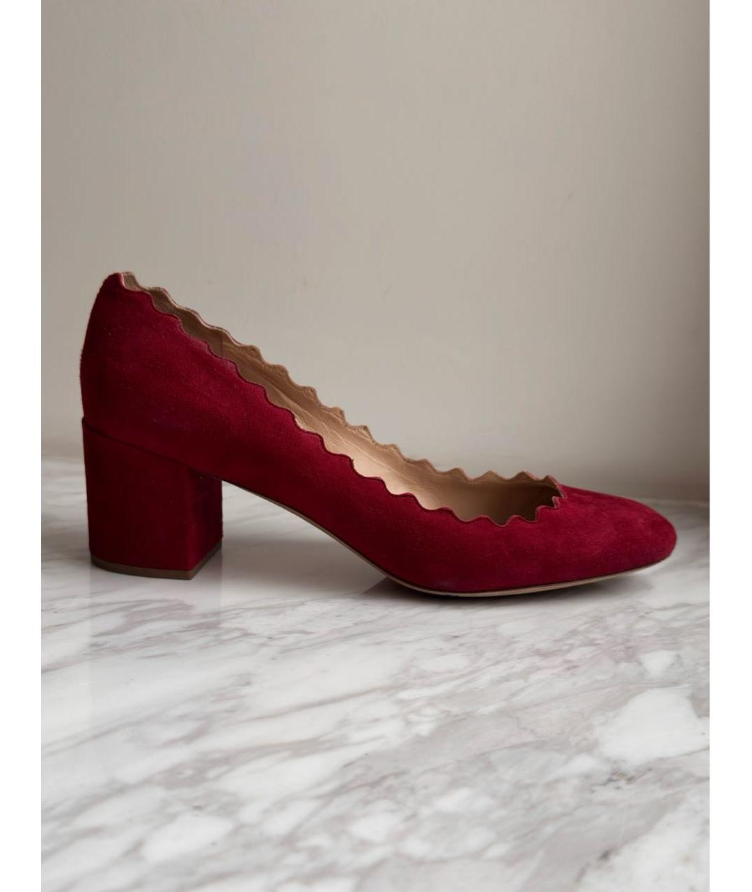 CHLOE Бордовые замшевые туфли, фото 8