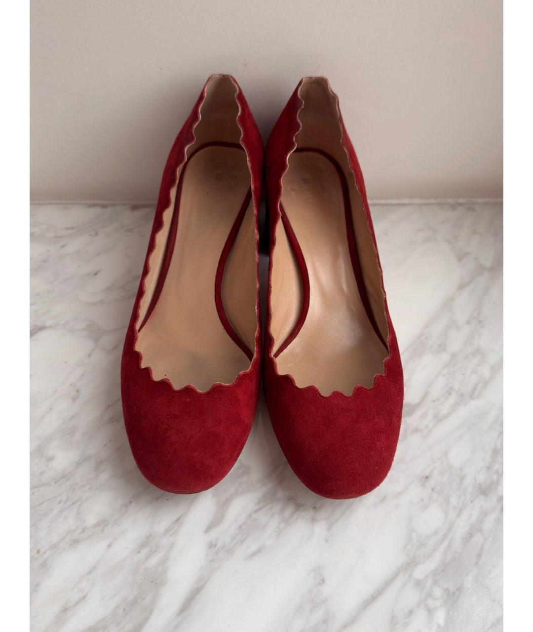 CHLOE Бордовые замшевые туфли, фото 2