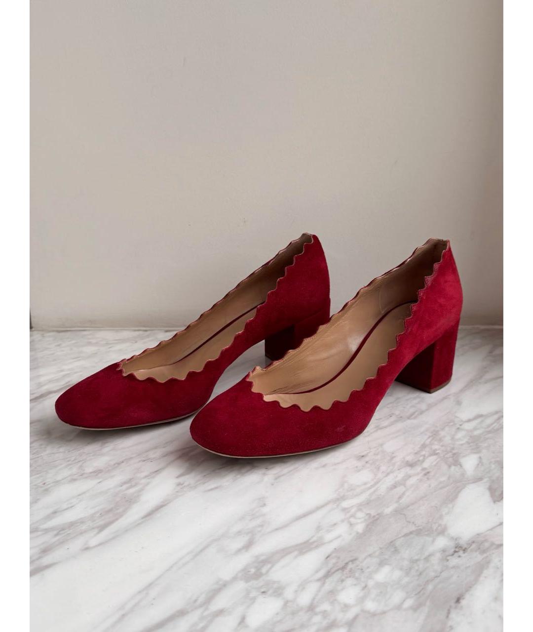 CHLOE Бордовые замшевые туфли, фото 5