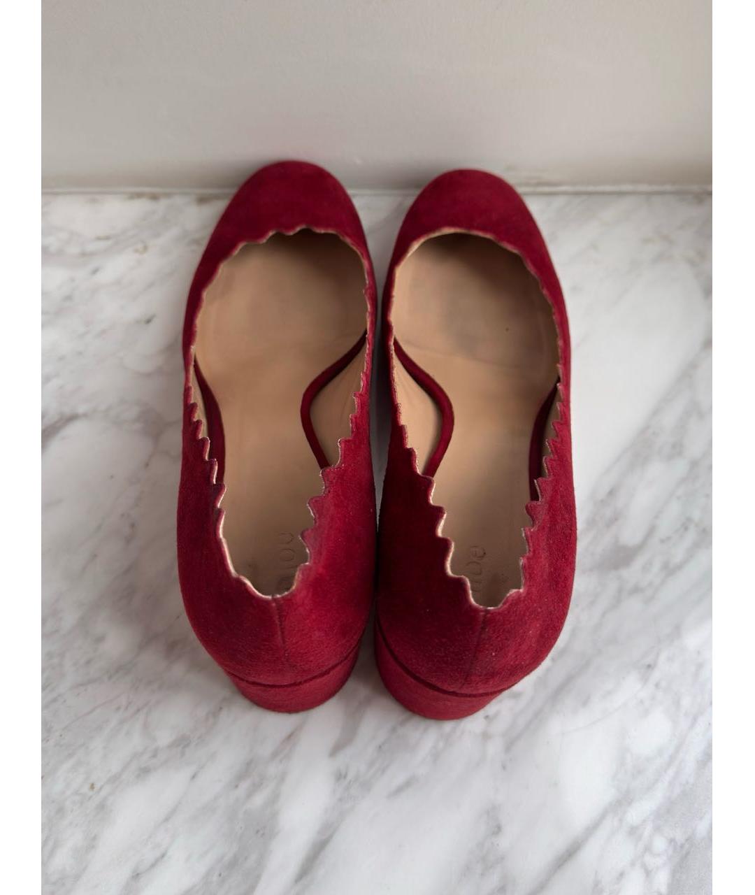 CHLOE Бордовые замшевые туфли, фото 3