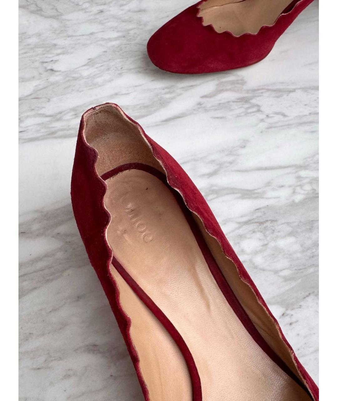 CHLOE Бордовые замшевые туфли, фото 7