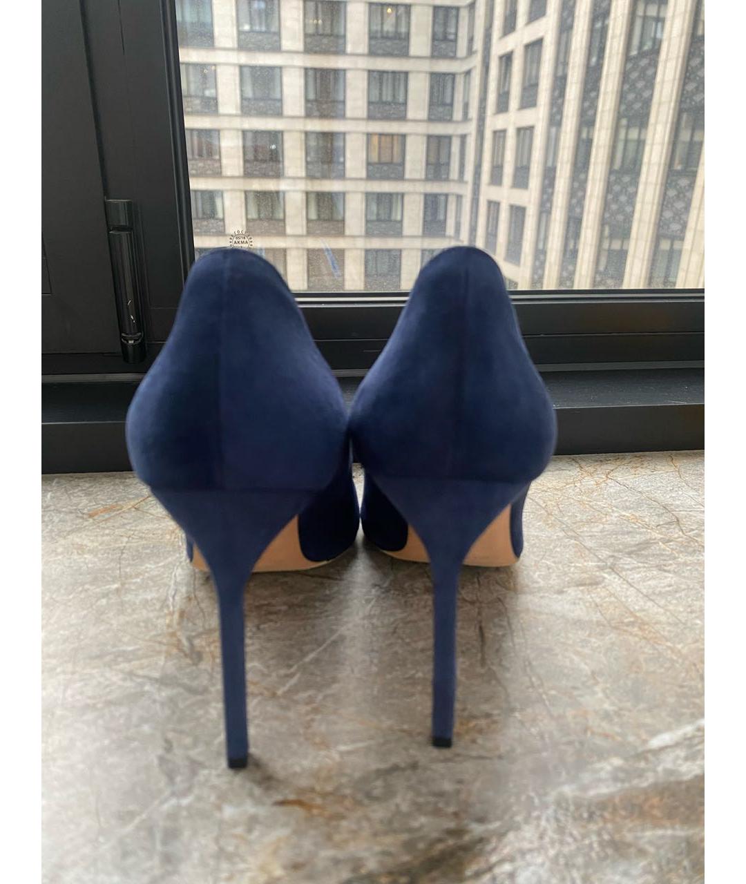 MANOLO BLAHNIK Темно-синие замшевые туфли, фото 4